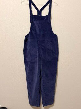 Aerie Navy Blue Velvet Relaxed Fit Overalls Jumpsuit - Size Medium